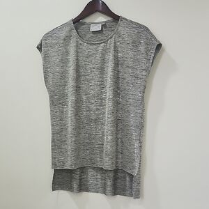 Metallic Elegant Gray Blouse Muscle Tee